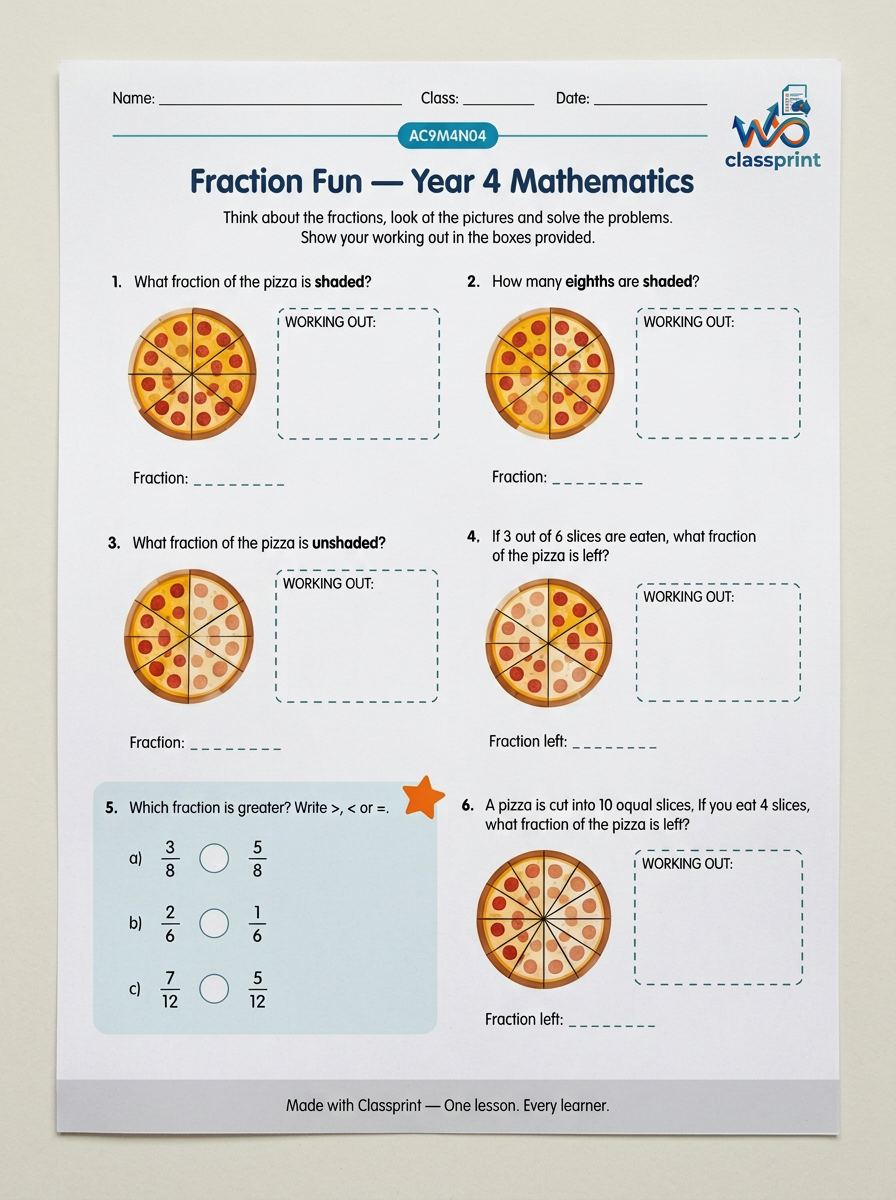 Fraction Fun — Year 4 Mathematics